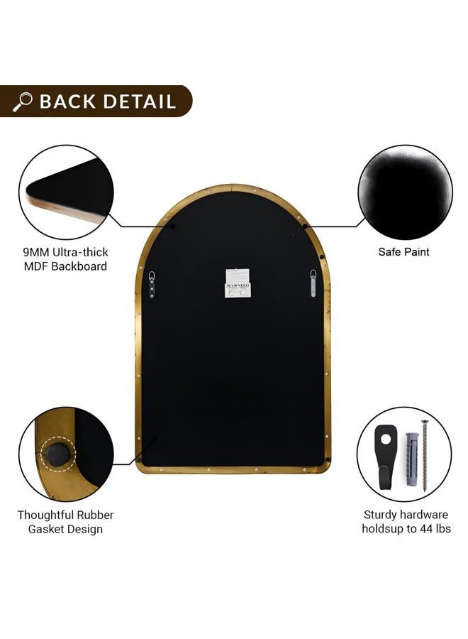 ANDY STAR Arched Mirror, 22" x 35" Gold Bathroom Mirror in Stainless Steel Metal Frame, Arch Top Rounded Corner 1" Deep Set Design Wall Mount Hangs Vertical - Image 5