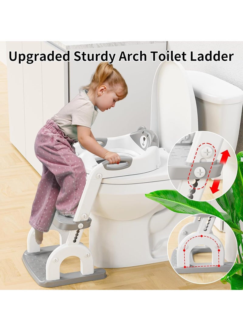 Taizz Ventures 2-in-1 Potty Training Seat with Step Ladder – Height Adjustable Toddler Toilet Seat with Stairs, Soft Cushion & Anti-Slip Design – Foldable Child Toilet Trainer for Boys & Girls - Grey  - Image 3