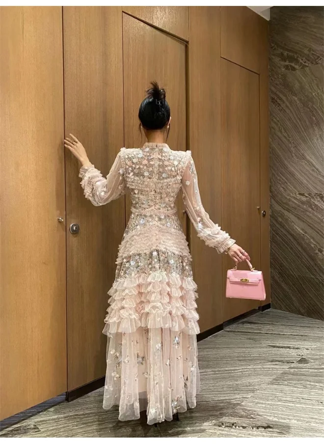 Madam Uniq Dreamy Floral Embroidered Tulle Maxi Dress