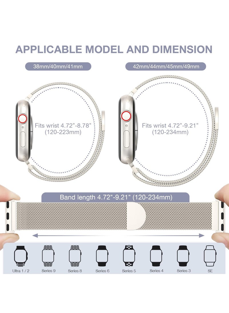 Generic Stainless Steel  Loop Apple Watch Band 38mm/40mm/41mm, iWatch Magnetic Clasp Strap Replacement Band, Apple Watch Wrist Strap for iwatch Series Ultra SE Series 9/8/7/6/5/4/3/2/1(starlight)  - Image 3
