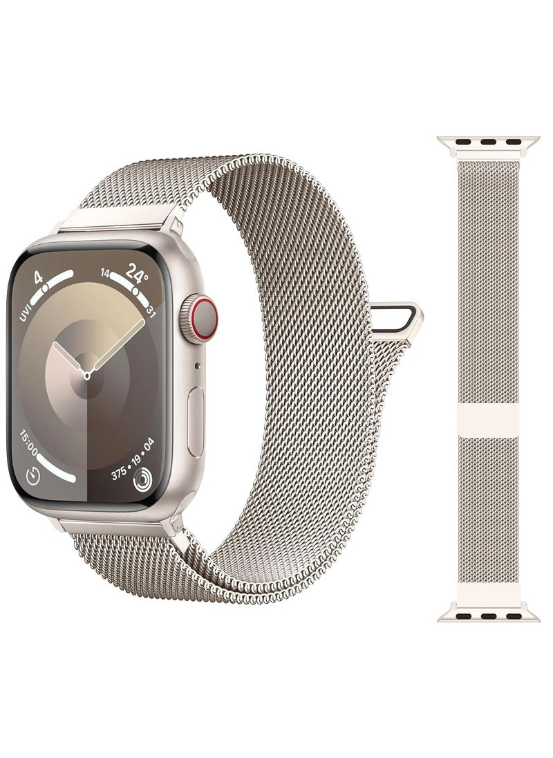 Generic Stainless Steel  Loop Apple Watch Band 38mm/40mm/41mm, iWatch Magnetic Clasp Strap Replacement Band, Apple Watch Wrist Strap for iwatch Series Ultra SE Series 9/8/7/6/5/4/3/2/1(starlight)  - Image 1