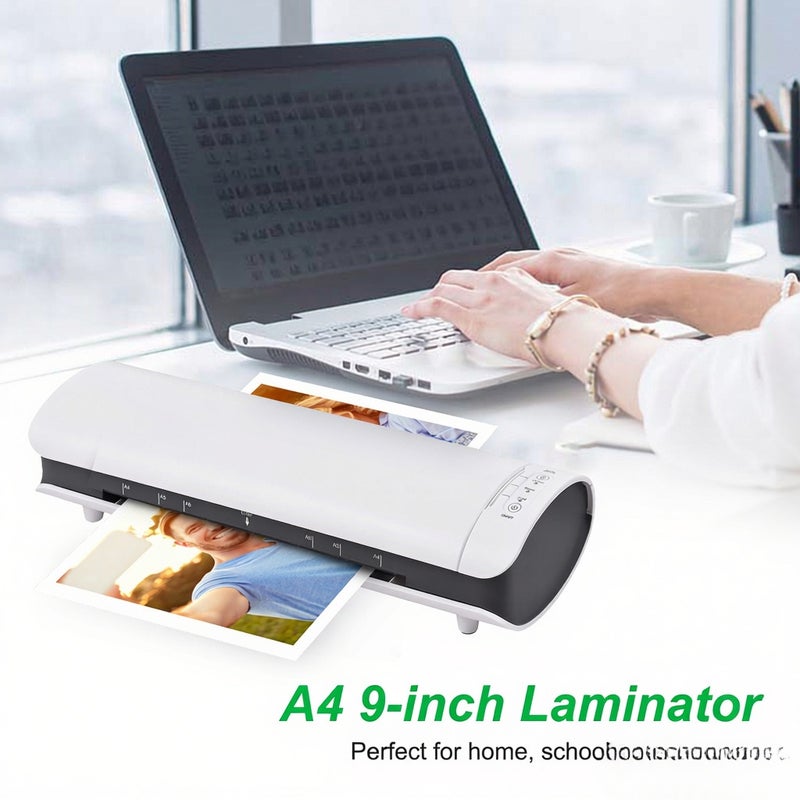SL988 Desktop Laminator Machine Set A4 Size 6IN1 Multifunctional Hot and Cold Lamination 2 Roller System 9 inches Max Width with Paper Cutter Trimmer Rounder Hole Puncher Binding Hoop - Image 5