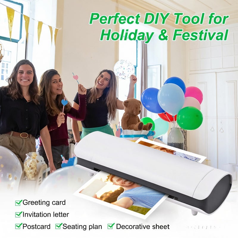 SL988 Desktop Laminator Machine Set A4 Size 6IN1 Multifunctional Hot and Cold Lamination 2 Roller System 9 inches Max Width with Paper Cutter Trimmer Rounder Hole Puncher Binding Hoop - Image 4