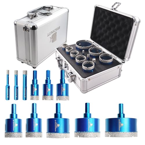 BRSCHNITT Diamond Core Drill Bit Set - BRSCHNITT Hole Saw Kit for Porcelain Tile Ceramic Marble Granite Drilling, 11pcs Bits with Triangle Shank（6/8/10/20/25/28/32/35/45/50/65mm）, KIT3, BDB54911405R103 - Image 1