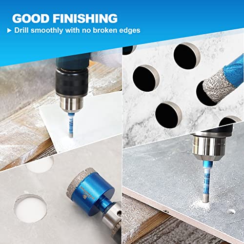 BRSCHNITT Diamond Core Drill Bit Set - BRSCHNITT Hole Saw Kit for Porcelain Tile Ceramic Marble Granite Drilling, 11pcs Bits with Triangle Shank（6/8/10/20/25/28/32/35/45/50/65mm）, KIT3, BDB54911405R103 - Image 4