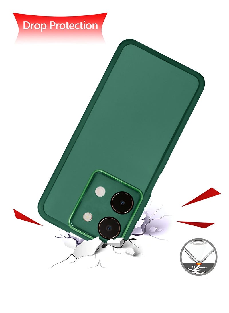 Wtech vivo Y28 4G 2024 Soft Transparent TPU Silicone Ultra Thin Phone Stylish Electroplated Camera Border Back Case Cover - Dark Green - Image 3