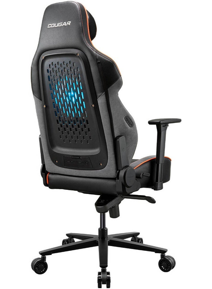 كوجار كرسي الألعاب Cougar NxSys Aero – أسود وبرتقالي، مروحة RGB مدمجة، جلد PVC فاخر، مساند يد قابلة للتعديل 3D، ظهر شبكي، إطار فولاذي، عجلات 3 إنش، يدعم حتى 160 كجم | 3MARPORB.0001 - Image 5