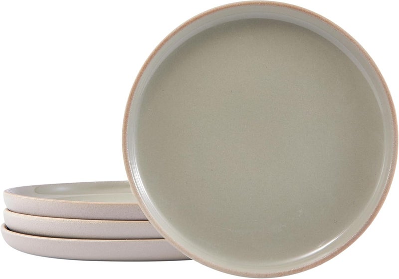Bico Reactive Glaze Light Grey 10 inch Stoneware Dinner Plates Set Set of 4 Microwave and Dishwasher Safe for Main Course Steak Pasta - Image 1