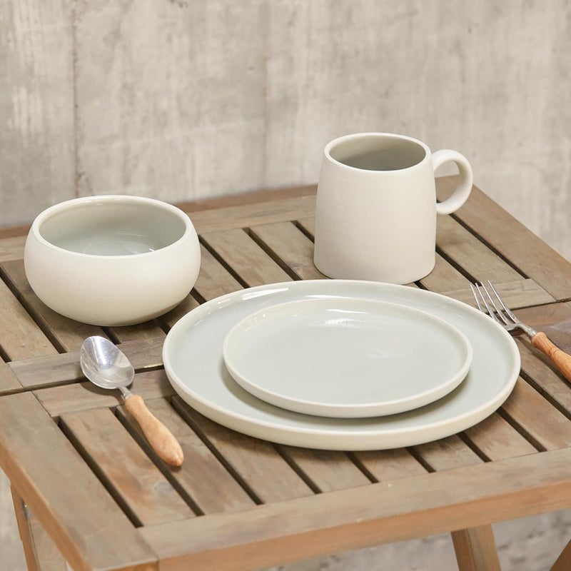 Bico Reactive Glaze Light Grey 10 inch Stoneware Dinner Plates Set Set of 4 Microwave and Dishwasher Safe for Main Course Steak Pasta - Image 5