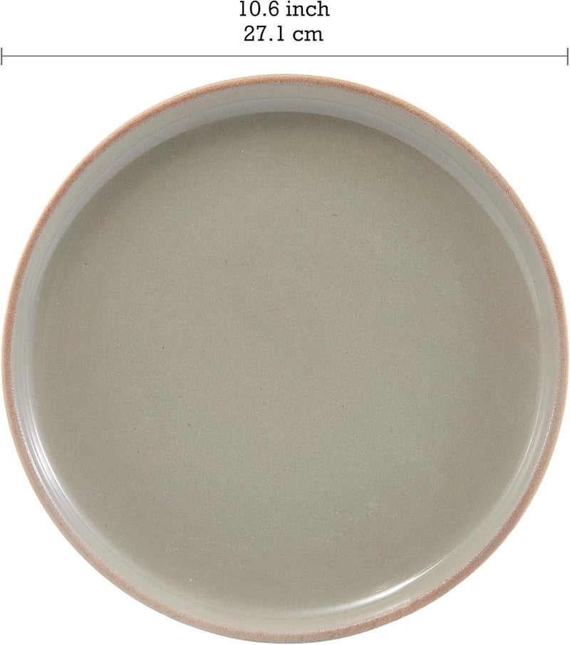 Bico Reactive Glaze Light Grey 10 inch Stoneware Dinner Plates Set Set of 4 Microwave and Dishwasher Safe for Main Course Steak Pasta - Image 2