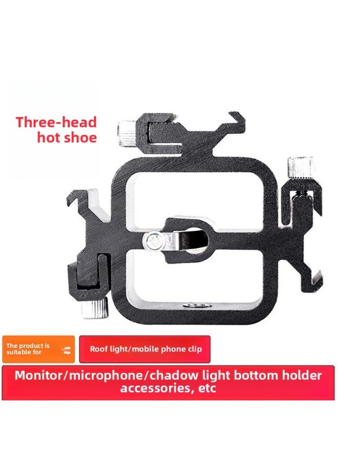 Generic Flash D Seat Ii Generation E Seat L Gold H Seat Flash Seat External Reflective Umbrella Tripod Photography Light Stand Flash-Body Color:Three-head Hot Shoe Screw Mobile Phone Clip  - Image 1