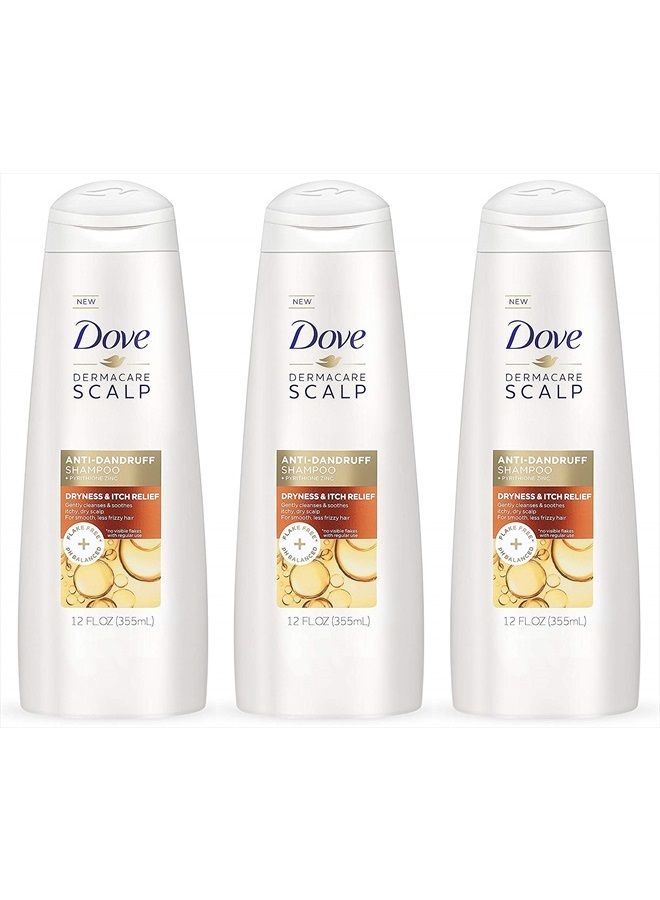 Dove Dermacare Scalp Haircare - Anti-Dandruff Shampoo - Dryness & Itch Relief - Net Wt. 12 FL OZ (355 mL) Per Bottle - Pack of 3 Bottles  - Image 1