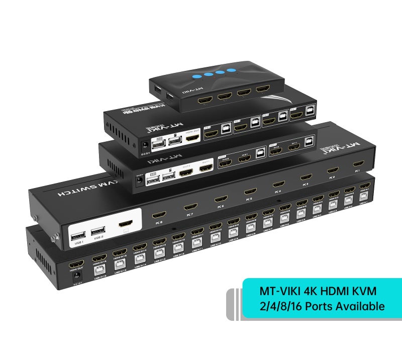 MT-VIKI 8 Port KVM Switch HDMI, 4K@30Hz 1U Rack Mount KVM Switch w/IR Remote & Wire-Desktop Controller & 8 HDMI KVM Cables & Rack Ears & Power Adapter - Image 2