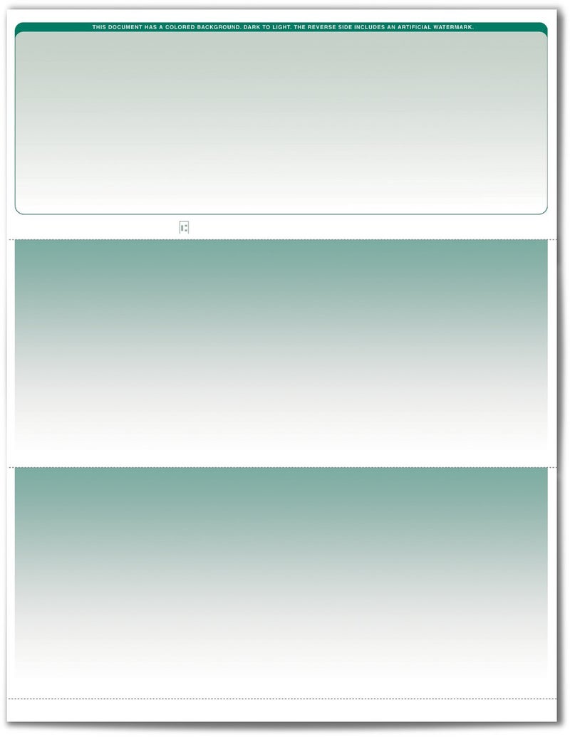 VersaCheck Secure Checks - 500 Blank Business Voucher Checks - Green Graduated - 500 Sheets Form #1000 - Check on Top - Image 2