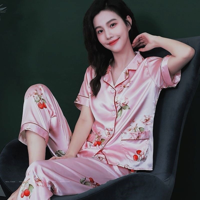 Women's Loose Plus-Size Lounge Set with Pockets and Lapel Collar - Image 1