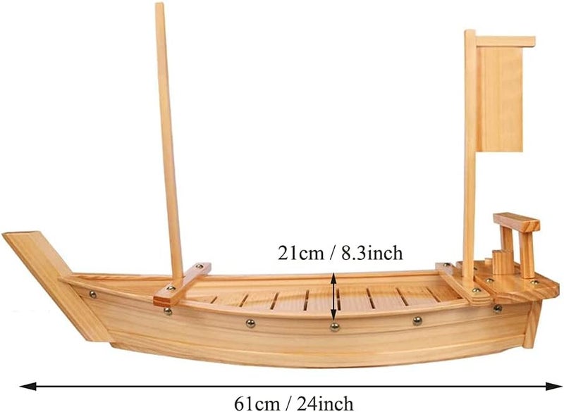 BIPEGE Wooden Sushi Boat Serving Tray, 24 Inch Sushi Plate for Restaurant or Home, Large Size Sushi Tray Serving Boat Plate for Restaurantware (61cm/24inch) - Image 4