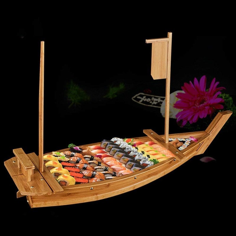 BIPEGE Wooden Sushi Boat Serving Tray, 24 Inch Sushi Plate for Restaurant or Home, Large Size Sushi Tray Serving Boat Plate for Restaurantware (61cm/24inch) - Image 5