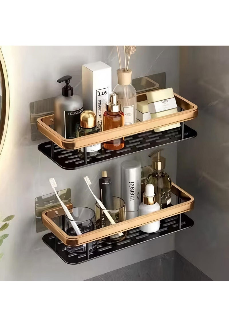 Shower Caddy 2Pack No-Drilling Organiser Bathroom Caddy Shower Storage Bathroom Shelf Rack Bathroom Accessory Shower Holder  Black Gold Space Aluminum Bracket  - Image 1