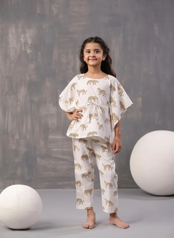 sanskrutihomes Leopard Print Kaftan & Pyjama Set by Styli