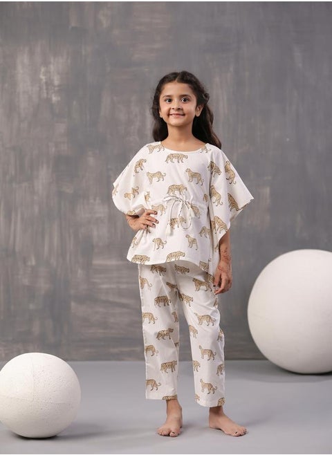 Leopard Print Kaftan & Pyjama Set by Styli