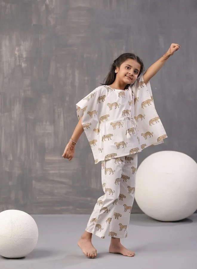 sanskrutihomes Leopard Print Kaftan & Pyjama Set by Styli