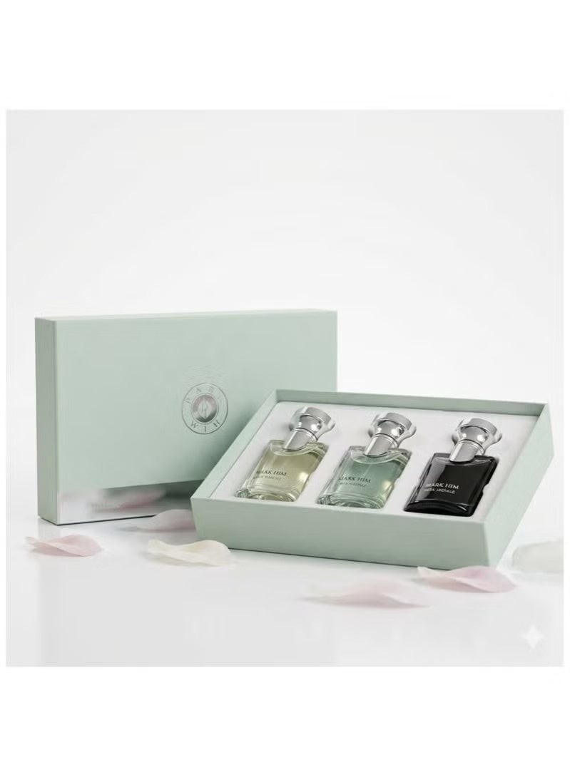 MARK HIM Pour Homme Luxury Men's Fragrance Discovery Set for Men – 3 x 30ml Eau de Parfum Cologne Gift Set | Long Lasting Fresh, Woody & Masculine Perfume Collection | Clear, Green & Black Bottles - Image 2