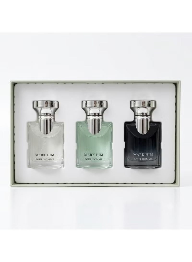 MARK HIM Pour Homme Luxury Men's Fragrance Discovery Set for Men – 3 x 30ml Eau de Parfum Cologne Gift Set | Long Lasting Fresh, Woody & Masculine Perfume Collection | Clear, Green & Black Bottles - Image 3