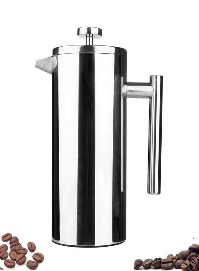 Highwin Small Stainless Steel French Press, 12oz Dual-Filter Coffee Plunger Pot Brewer and Maker for Individual Serving, Silver - Image 1
