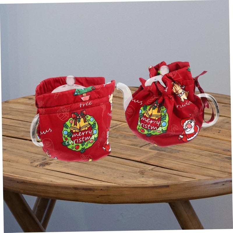 VOSAREA Xmas Style Teapot Covering Reusable and Insulated Tea Cozy for Teapots Cartoon Printed Design for Thermal and Dust Prevention for Holiday Use - Image 5