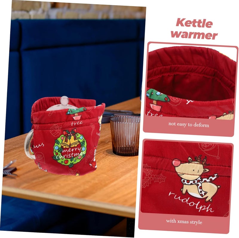 VOSAREA Xmas Style Teapot Covering Reusable and Insulated Tea Cozy for Teapots Cartoon Printed Design for Thermal and Dust Prevention for Holiday Use - Image 3