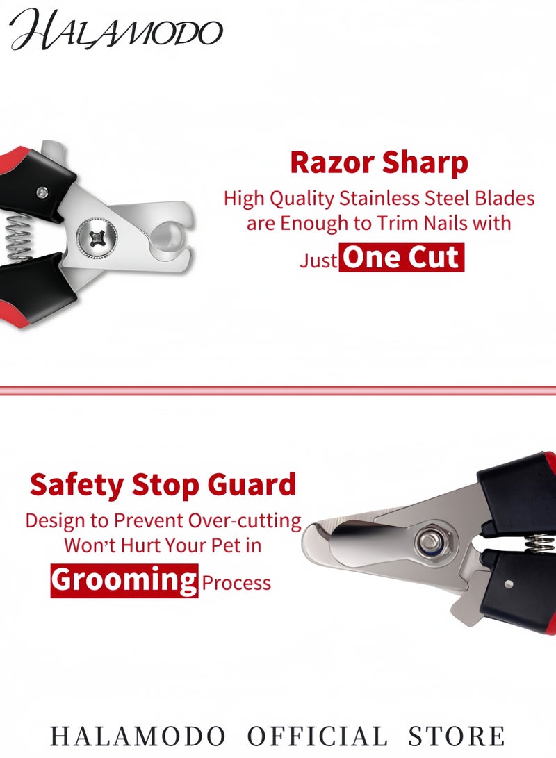 Professional Pet Nail Clippers Safety Guard Nail Trimmers with Razor Sharp Blades Pet Grooming Tools for Cats and Dogs With Non-Slip Handle - Image 4