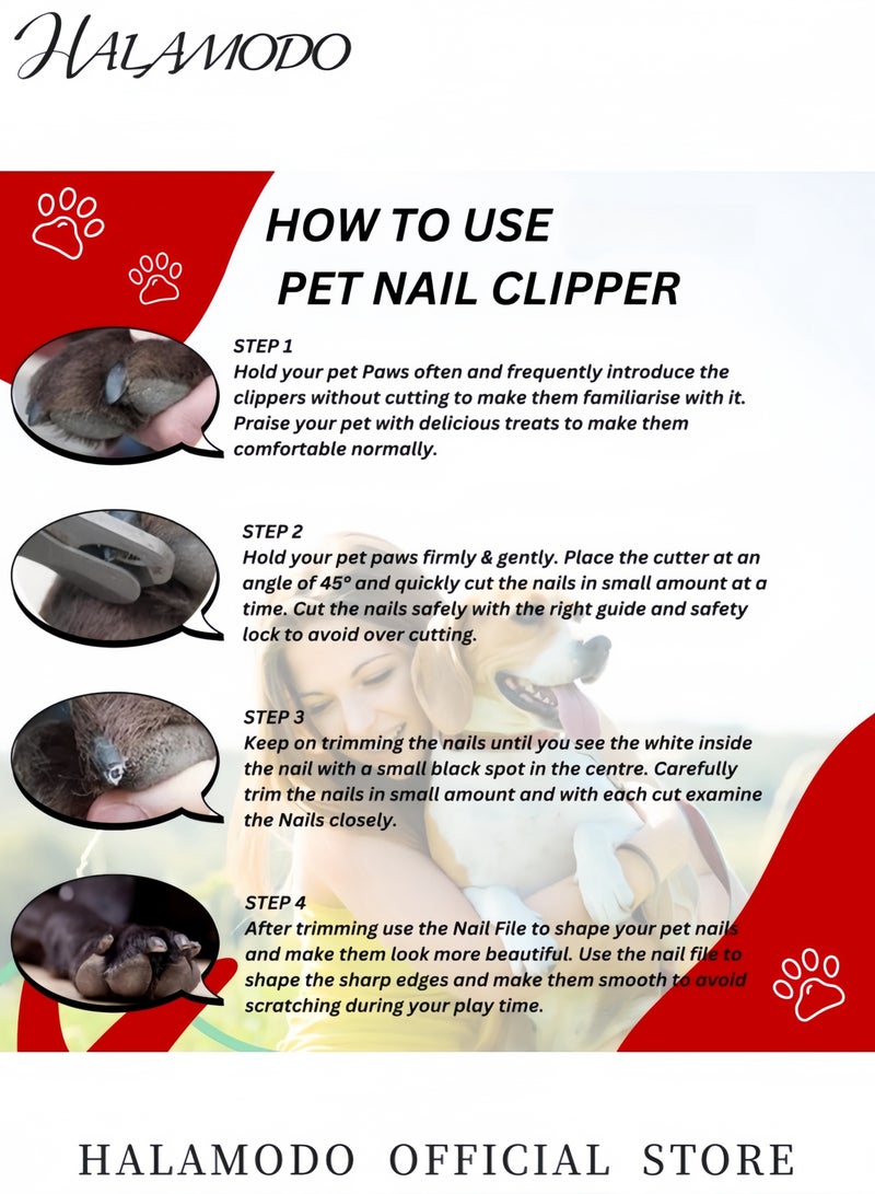 Professional Pet Nail Clippers Safety Guard Nail Trimmers with Razor Sharp Blades Pet Grooming Tools for Cats and Dogs With Non-Slip Handle - Image 5