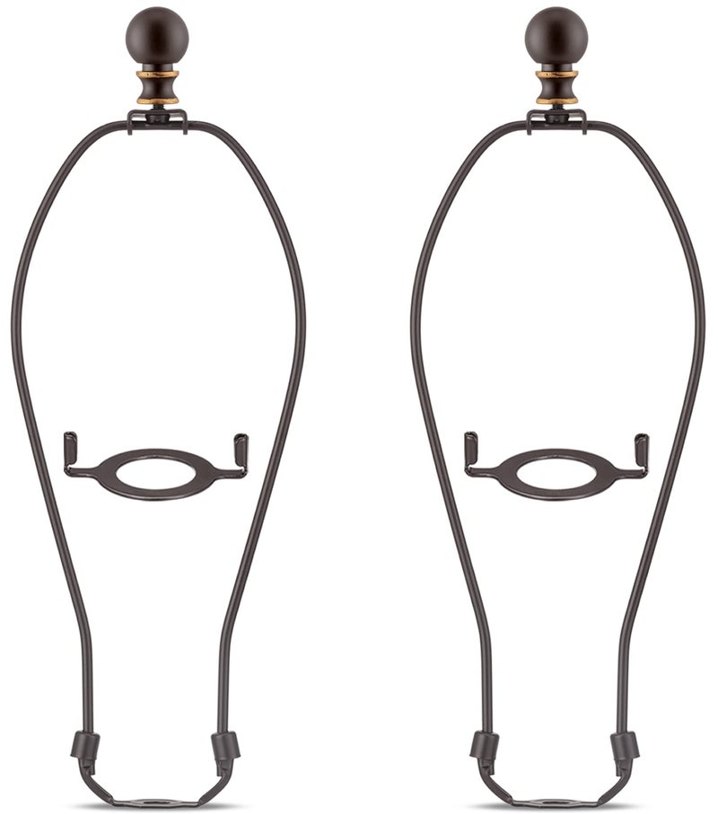 Bronze Lamp Harp with Finials 12 Inch 2 Set Lampshade Harp with 38 Standard Saddle E26 Light Base UNO Fitter Adapter Light Hardware for Table and Floor Lamps Lamp Accessories and Parts