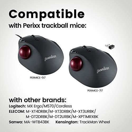 Perixx Peripro-303MR Trackball, 1.34 Inch Replacement Ball for Perimice and M570, Matte Red - Image 5