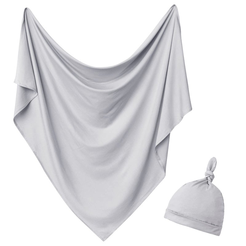 OWLOWLA Newborn Swaddle Set Stretch Wrap Swaddle Receiving Blanket for Baby Boy GirlGray