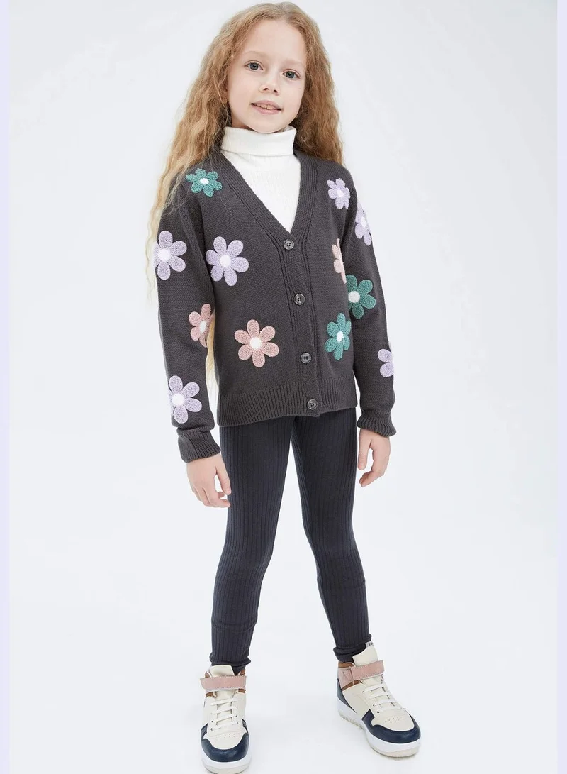 DeFacto Girl Regular Fit V-Neck Long Sleeve Tricot Cardigan
