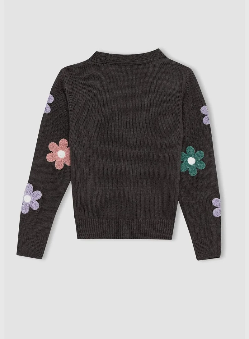 DeFacto Girl Regular Fit V-Neck Long Sleeve Tricot Cardigan