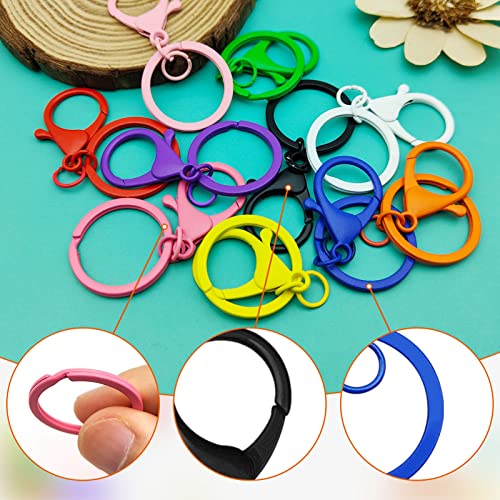 Oubaka 30Pcs Lobster Claw Clasps Keychain for Jewelry Making,Colorful Metal Lobster Clasp Swivel Trigger Clips with Jump Rings Flat Split Keychain Ring for DIY Craft Jewelry Making(10 Colors) - Image 4