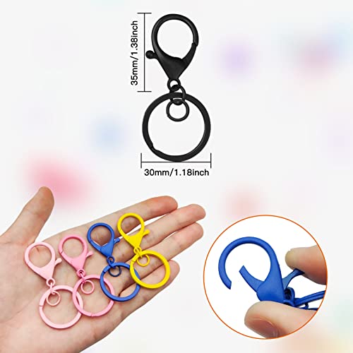 Oubaka 30Pcs Lobster Claw Clasps Keychain for Jewelry Making,Colorful Metal Lobster Clasp Swivel Trigger Clips with Jump Rings Flat Split Keychain Ring for DIY Craft Jewelry Making(10 Colors) - Image 5