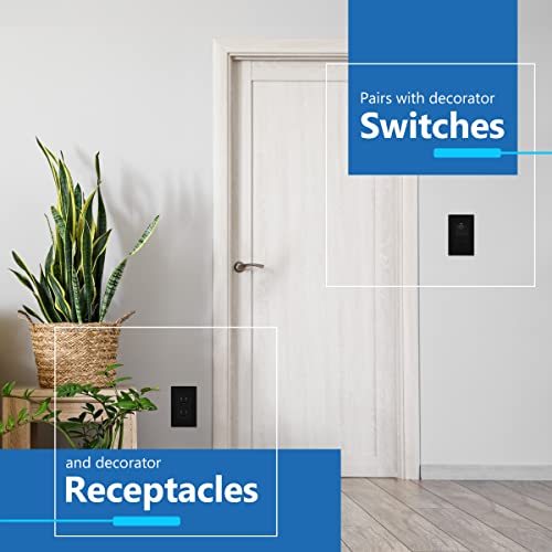 LIDER Decorator Wall Plate, Temperature and Impact Resistant UL Listed, Polycarbonate Thermoplastic, Matte Finish, Screwless Switch Cover for Modern Decoration, Mid-Size 1-Gang 4.88" x 3.11", Black - Image 5