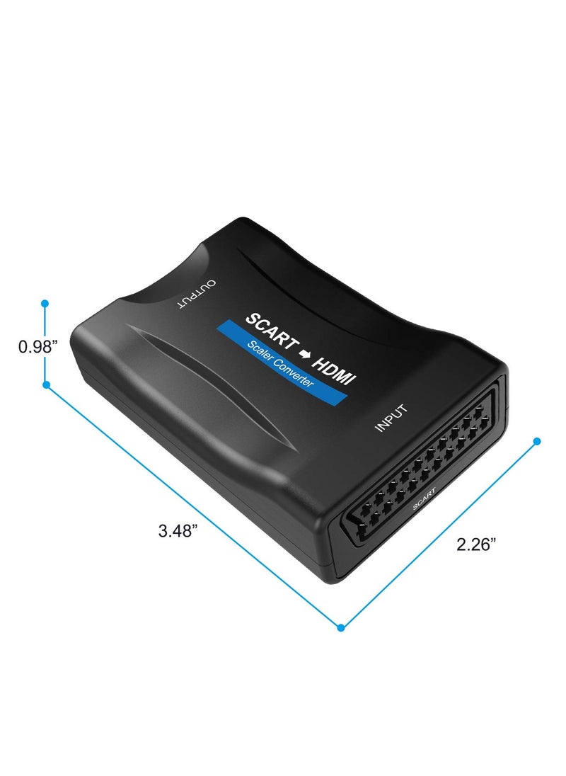 SYOSI - SCART to HDMI Converter Adaptor Converts Analog Scart Input to HDMI Output 720P or 1080p 60Hz SCART Input HDMI Output Adaptor for HDTV STB VHS Xbox PS3 Sky BLU-Ray DVD Player Monitor Projector - Image 1
