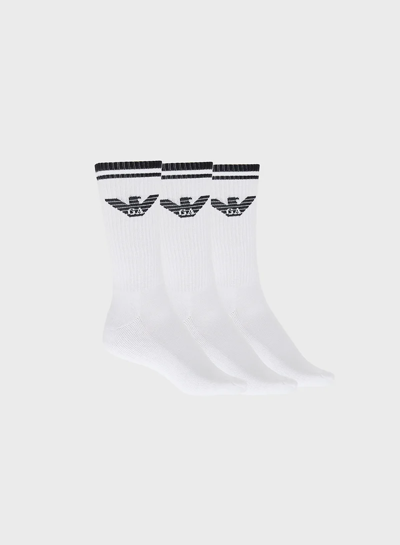 EMPORIO ARMANI 3 Pack Of Logo Crew Socks