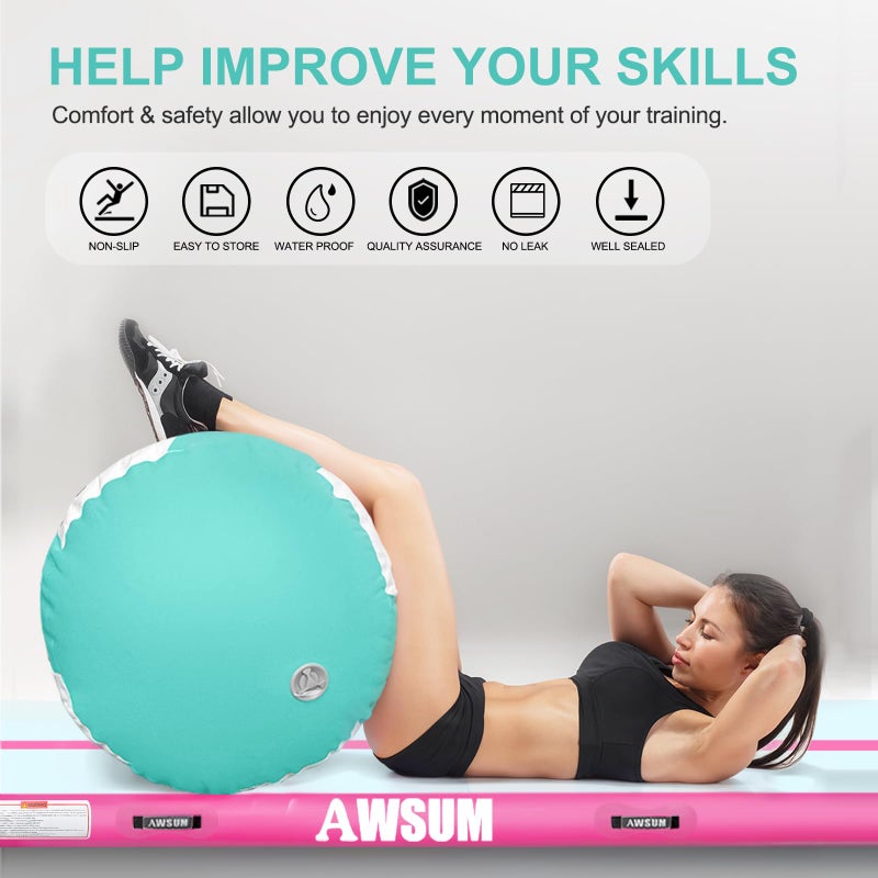 AWSUM Gymnastics Tumbling Equipment Barrel Inflatable Air Roller Thicken Octagon Mat back Handspring Trainer for Cheerleading Training Home Use, Without pump - Image 2