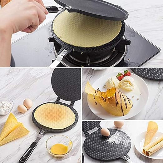 swabs Double Side Waffle Maker Pancake Crispy Cone Omelet Plates Mold for Waffle Cups Ice Cream Cone Maker for Home Kitchen Restaurant Snack Stand Cake Shop - Image 2
