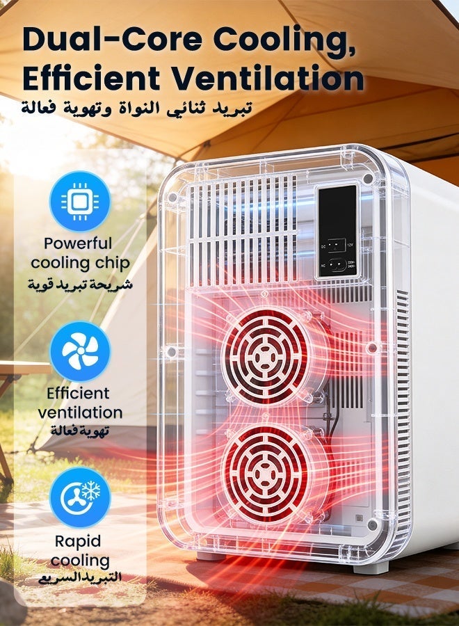 GEERTOP Mini Fridge 20L, Portable Car Fridge, 2°C-65°C Cooler and Warmer,AC/DC Dual Power, Double Door, LCD Touch Control, 25dB Quiet Operation for Drivers, Campers, Car, Truck, RV, Travel and Home - Image 5