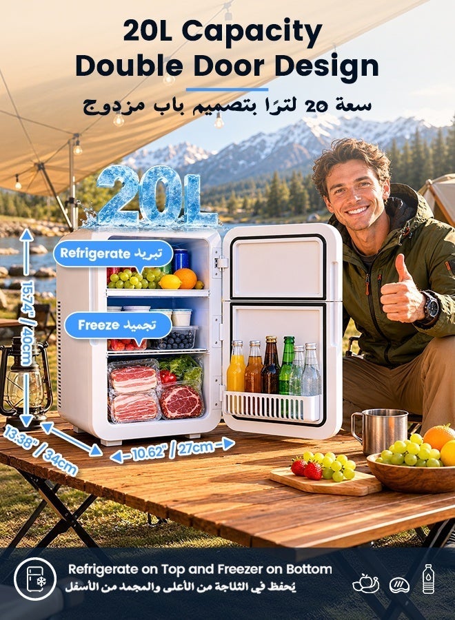 GEERTOP Mini Fridge 20L, Portable Car Fridge, 2°C-65°C Cooler and Warmer,AC/DC Dual Power, Double Door, LCD Touch Control, 25dB Quiet Operation for Drivers, Campers, Car, Truck, RV, Travel and Home - Image 4