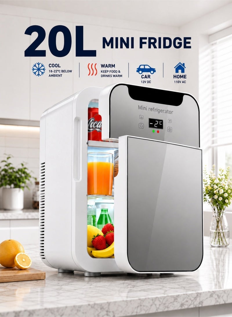 GEERTOP Mini Fridge 20L, Portable Car Fridge, 2°C-65°C Cooler and Warmer,AC/DC Dual Power, Double Door, LCD Touch Control, 25dB Quiet Operation for Drivers, Campers, Car, Truck, RV, Travel and Home - Image 1