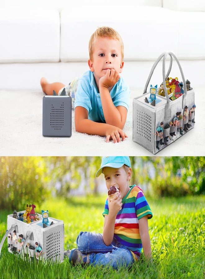 QILUCKY Toniebox Bag Accessories Protective Cover Organiser with Figures Storage Lots of Space Bag for Toniebox Starter Set (Gray) - Image 5