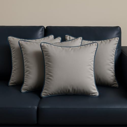 Wakefit Cushion for Sofa | Super Soft Fabric Cushion Pillow, Throw Pillow for Sofa | Premium Fresh Hollow Fibre Filling | 16x16 Inches | Grey | Set of 5 - Image 1