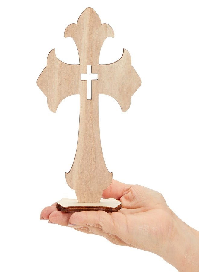 Bright Creations Wooden Crosses for Crafts - DIY Blanks to Paint & Cross Decor with Stands - Baptism Table Centerpieces & Favors - 12-Pack, 3 Sizes, Light Brown - Image 5